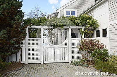 Fancy garden gate Stock Photo