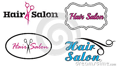 Fancy Hair Salon Four Logos Stock Photo