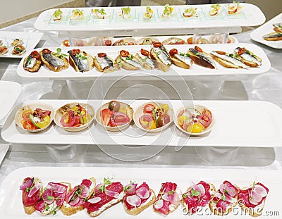 Rows of hors d'oeuvre Stock Photo