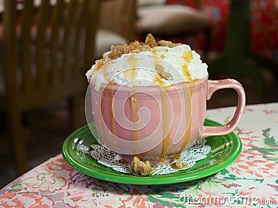 Fancy Hot Drink With Whipped Cream Stock Photo