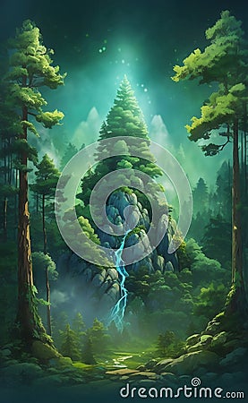 A fancy magical beautiful nature, Generative AI Illustration Stock Photo