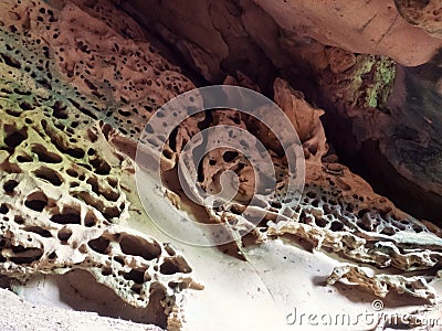 Fancy patterns in plaster grotto Stock Photo