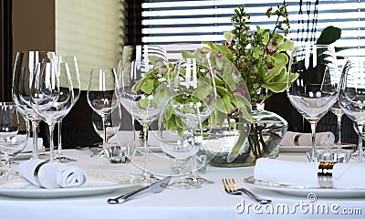 Fancy table set for a dinner Stock Photo