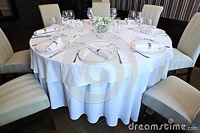 Fancy table set for a dinner Stock Photo