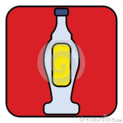 Fancy white alcohol bottle, icon Vector Illustration