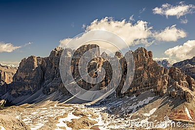 Fanes Group Mountains in Dolomites Stock Photo