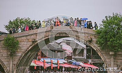 Fangsheng Bridge in Zhujiajiao Ancient Town, China Editorial Stock Photo