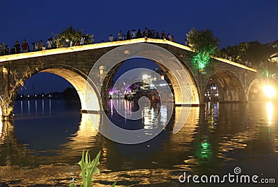 Fangsheng Bridge Zhujiajiao Ancient Water Town Shanghai China Asia -Scenic Area Editorial Stock Photo
