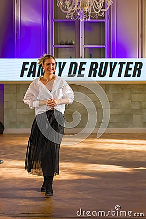 Fanny de Ruyter at the Fashion week at the end of the fashion show Editorial Stock Photo