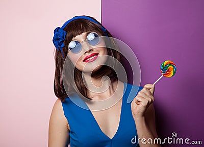 Fanny girl with lolipop Stock Photo