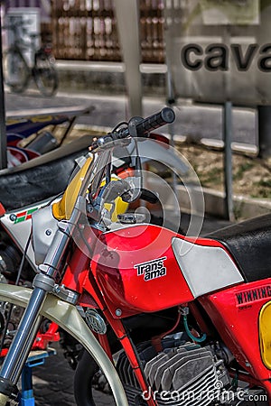 Old Motocross in a EXPOSURE IN SAPORI E MOTORI FANO SUMMER 2018 Editorial Stock Photo