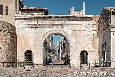 Fano, the ancient triumphal arch of Emperor Augustus Editorial Stock Photo