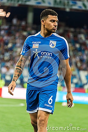 Fanos Katelaris, substitute midfielder of Cyprus national team Editorial Stock Photo