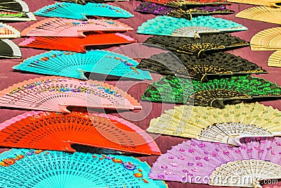 Fans Color Colourful Folding Abstract Tradidional Stock Photo