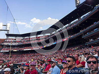 Fans at Busch stadium enjoying the Cardinals baseball game May 25, 2019 Editorial Stock Photo