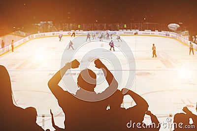 Fans on the hockey match Stock Photo