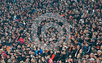 Fans at the match Shakhtar (Donetsk) - Bayer (Leverkusen) Editorial Stock Photo
