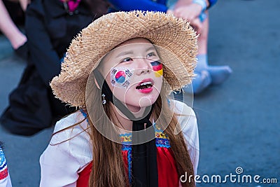 Fans are watching the football match Germany Korea Editorial Stock Photo