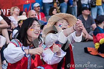 Fans are watching the football match Germany Korea Editorial Stock Photo