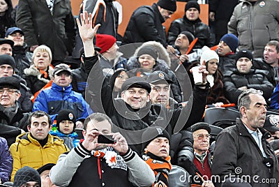Fans watching the team Shakhtar football match Editorial Stock Photo