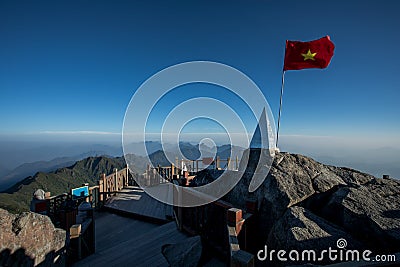 Fansipan summit highest mountain peak of indochina sapa lao cai Stock Photo