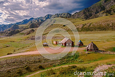 Fantastic Altai nature landscape, amazing summer valley evening landscape. Stock Photo