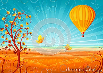 Fantastic autumn scenery Vector Illustration