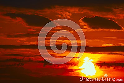 Fantastic black clouds with rays Stock Photo