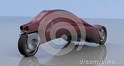 Fantastic car concept of the future electro three wheels 3D rendering Stock Photo