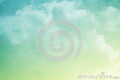 Fantastic cloudy sky with pastel gradient color with grunge paper texture, nature abstract background Stock Photo