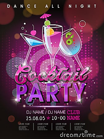 Fantastic cocktail party poster design Vector Illustration