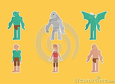 fantastic creatures characters Vector Illustration