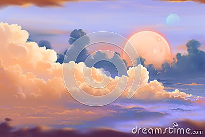 Fantastic and Exotic Allen Planets Environment: The Cloudscape. Stock Photo