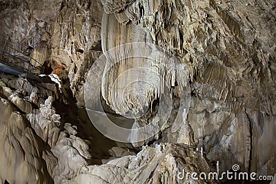 Fantastic extraordinary natural speleothem in big cave in New Athos, Abkhazia Stock Photo