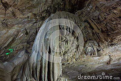 Fantastic extraordinary natural speleothem in big cave in New Athos, Abkhazia Stock Photo