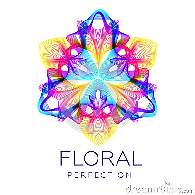 Fantastic flower, abstract shape with lots of blending lines Vector Illustration