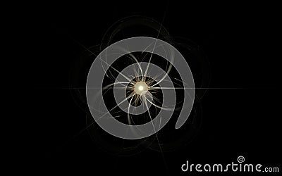 Fantastic flower five-leafed superspread with a round middle on a black background barely visible with five rays Stock Photo