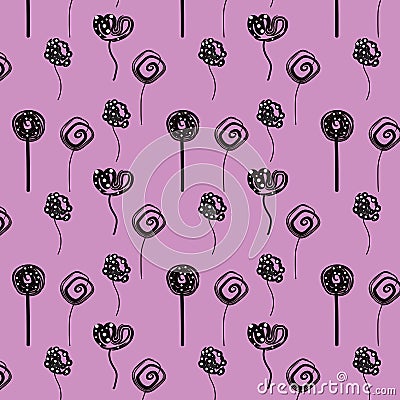 Fantastic flowers on a lilac background. Vector Illustration