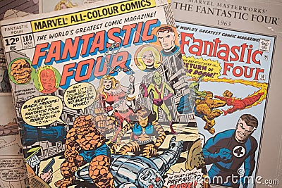 Fantastic Four comic book cover published by Marvel Comics. Editorial Stock Photo