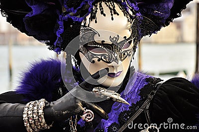 Fantastic gothic mask in venice carnival Editorial Stock Photo