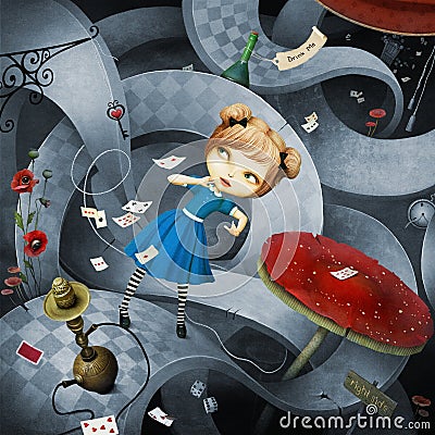 Fantastic illustration Wonderland Cartoon Illustration