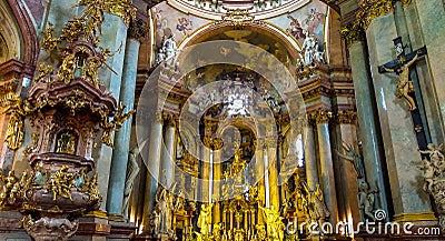 Fantastic interior of Saint Nicholas baroque church in Prague, Bohemia Stock Photo