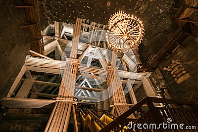 Fantastic interior of Wieliczka salt mine. Southern Poland, lies within the KrakÃ³w metropolitan area. Editorial Stock Photo