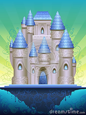 Fantastic island castle Vector Illustration