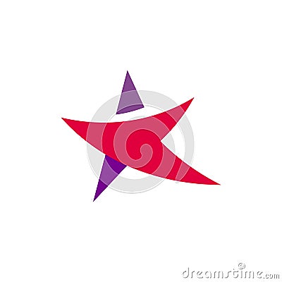 Fantastic isolated simple flat red and violet color star logo of unusual shape. Vector logotype and icon of the abstract Vector Illustration