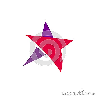Fantastic isolated simple flat red and violet color star logo of unusual shape. Vector logotype and icon of the abstract Vector Illustration