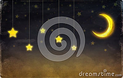 Fantastic moon and stars Stock Photo