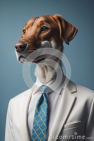 Fantastic office worker dog, in a white shirt. Generative AI Stock Photo