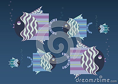 Fantastic ornament polar fishes Vector Illustration