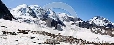 Fantastic panoramic mountain landscape and view of the Piz Palu near St. Moritz Stock Photo
